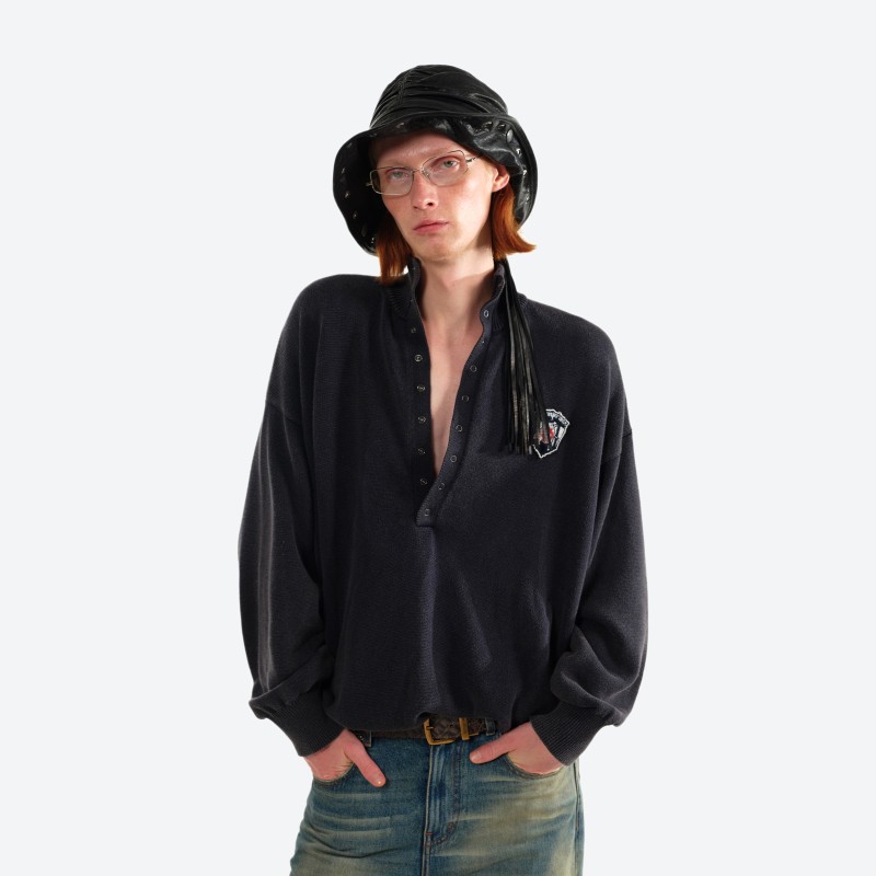 Badge Half Placket Sweater